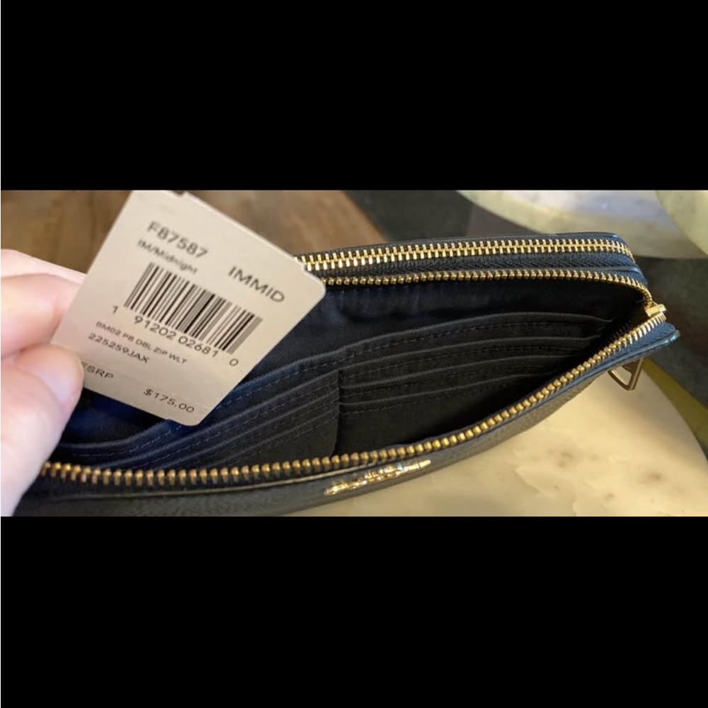 Coach Navy & Gold Zip Wristlet Wallet - Picture 3 of 5